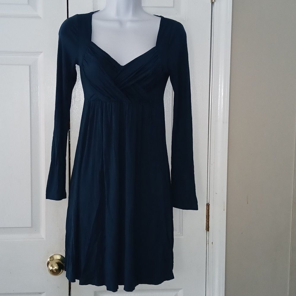 Soprano dark turquoise long sleeve fitted top sheath dress Sz M